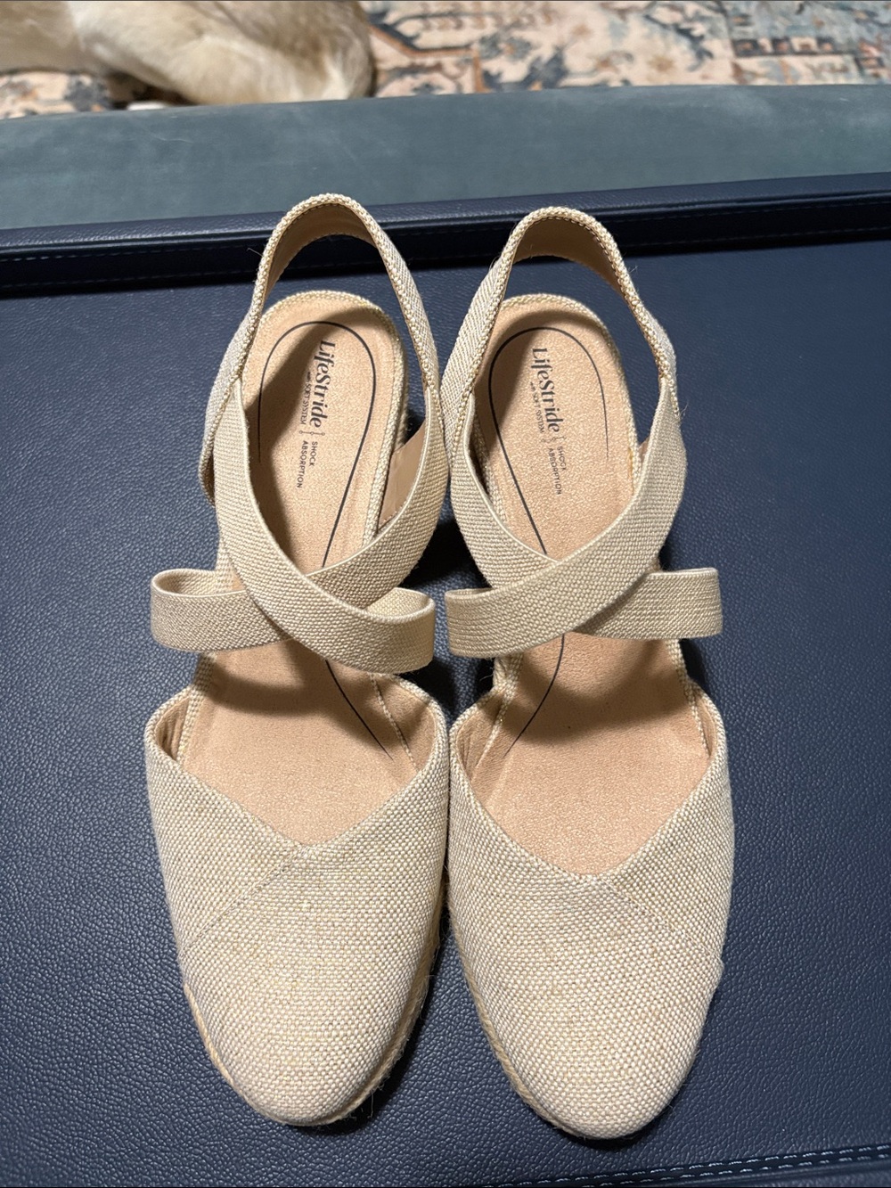 Life Stride Beige Cross-Strap Espadrille Slingbacks